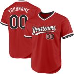 Personalized Red Black-White Authentic Throwback Baseball Jersey