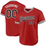 Personalized Red Black-White Authentic Throwback Baseball Jersey Team Custom Name and Number