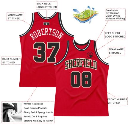 Personalized Red Black-White Authentic Throwback Basketball Jersey