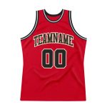 Personalized Red Black-White Authentic Throwback Basketball Jersey