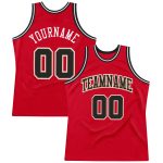 Personalized Red Black-White Authentic Throwback Basketball Jersey