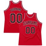 Personalized Red Black-White Authentic Throwback Basketball Jersey Team Custom Name and Number