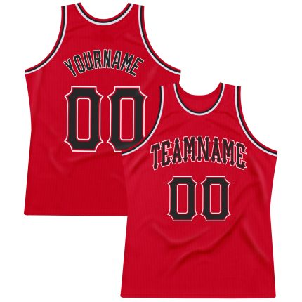 Personalized Red Black-White Authentic Throwback Basketball Jersey Team Custom Name and Number