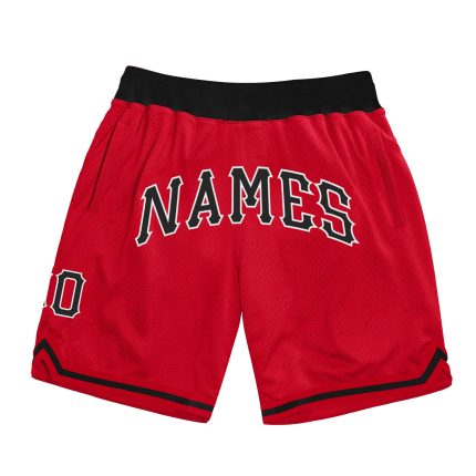 Personalized Red Black-White Authentic Throwback Basketball Shorts