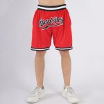 Personalized Red Black-White Authentic Throwback Basketball Shorts Team Custom Name and Number