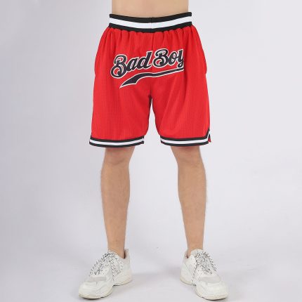 Personalized Red Black-White Authentic Throwback Basketball Shorts Team Custom Name and Number