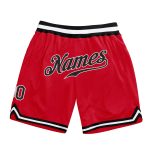 Personalized Red Black-White Authentic Throwback Basketball Shorts Team Custom Name and Number