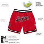 Personalized Red Black-White Authentic Throwback Basketball Shorts Team Custom Name and Number