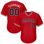 Personalized Red Black-White Authentic Throwback Rib-Knit Baseball Jersey Shirt