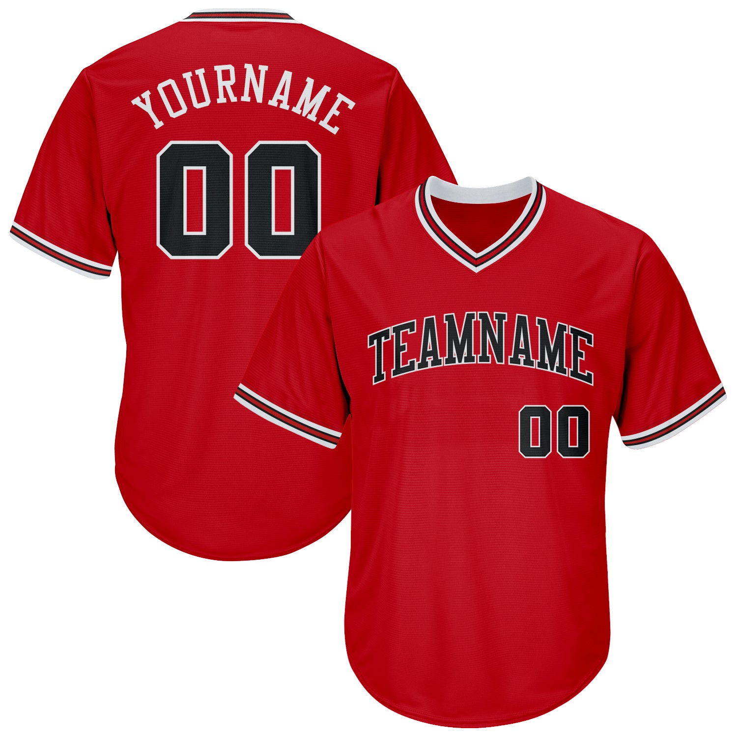 Personalized Red Black-White Authentic Throwback Rib-Knit Baseball Jersey Shirt