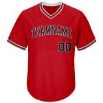 Personalized Red Black-White Authentic Throwback Rib-Knit Baseball Jersey Shirt