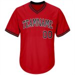 Personalized Red Black-White Authentic Throwback Rib-Knit Baseball Jersey Shirt Team Custom Name and Number