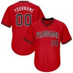 Personalized Red Black-White Authentic Throwback Rib-Knit Baseball Jersey Shirt Team Custom Name and Number