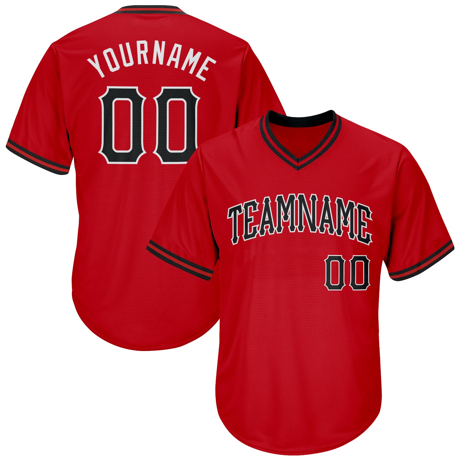 Personalized Red Black-White Authentic Throwback Rib-Knit Baseball Jersey Shirt Team Custom Name and Number