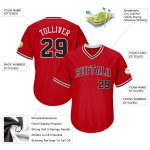 Personalized Red Black-White Authentic Throwback Rib-Knit Baseball Jersey Shirt