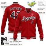 Personalized Red Black-White Bomber Full-Snap Varsity Letterman Jacket