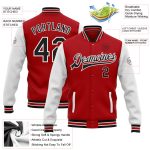 Personalized Red Black-White Bomber Full-Snap Varsity Letterman Two Tone Jacket