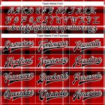 Personalized Red Black-White Classic Western Plaid 3D Pattern Design Bomber Full-Snap Varsity Letterman Jacket Team Custom Name and Number