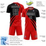 Personalized Red Black-White Curve Lines Sublimation Soccer Uniform Jersey Team Custom Name and Number