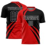 Personalized Red Black-White Curve Lines Sublimation Soccer Uniform Jersey Team Custom Name and Number