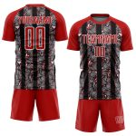 Personalized Red Black-White Flowers Sublimation Soccer Uniform Jersey Team Custom Name and Number