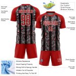 Personalized Red Black-White Flowers Sublimation Soccer Uniform Jersey Team Custom Name and Number