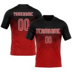 Personalized Red Black-White Geometric Shape Sublimation Volleyball Uniform Jersey Team Custom Name and Number