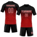 Personalized Red Black-White Geometric Shape Sublimation Volleyball Uniform Jersey Team Custom Name and Number