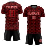 Personalized Red Black-White Geometric Shapes Sublimation Soccer Uniform Jersey Team Custom Name and Number