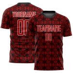 Personalized Red Black-White Geometric Shapes Sublimation Soccer Uniform Jersey Team Custom Name and Number