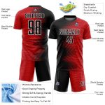 Personalized Red Black-White Gradient Arrow Sublimation Soccer Uniform Jersey Team Custom Name and Number