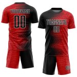 Personalized Red Black-White Gradient Arrow Sublimation Soccer Uniform Jersey Team Custom Name and Number