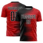 Personalized Red Black-White Gradient Arrow Sublimation Soccer Uniform Jersey Team Custom Name and Number