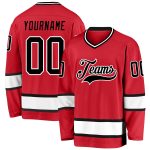 Personalized Red Black-White Hockey Jersey Team Custom Name and Number