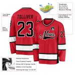 Personalized Red Black-White Hockey Jersey Team Custom Name and Number