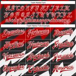 Personalized Red Black-White Lightning 3D Pattern Design Bomber Full-Snap Varsity Letterman Jacket Team Custom Name and Number
