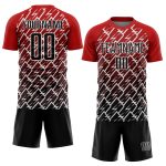 Personalized Red Black-White Lightning Sublimation Soccer Uniform Jersey Team Custom Name and Number