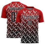 Personalized Red Black-White Lightning Sublimation Soccer Uniform Jersey Team Custom Name and Number
