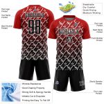 Personalized Red Black-White Lightning Sublimation Soccer Uniform Jersey Team Custom Name and Number