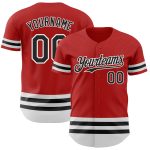 Personalized Red Black-White Line Authentic Baseball Jersey Team Custom Name and Number