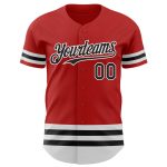 Personalized Red Black-White Line Authentic Baseball Jersey Team Custom Name and Number