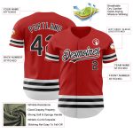 Personalized Red Black-White Line Authentic Baseball Jersey Team Custom Name and Number
