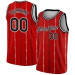Personalized Red Black-White Lines Authentic City Edition Basketball Jersey Team Custom Name and Number