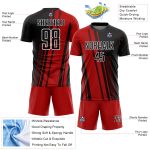 Personalized Red Black-White Lines Sublimation Soccer Uniform Jersey Team Custom Name and Number