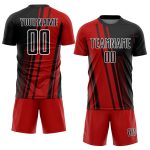 Personalized Red Black-White Lines Sublimation Soccer Uniform Jersey Team Custom Name and Number