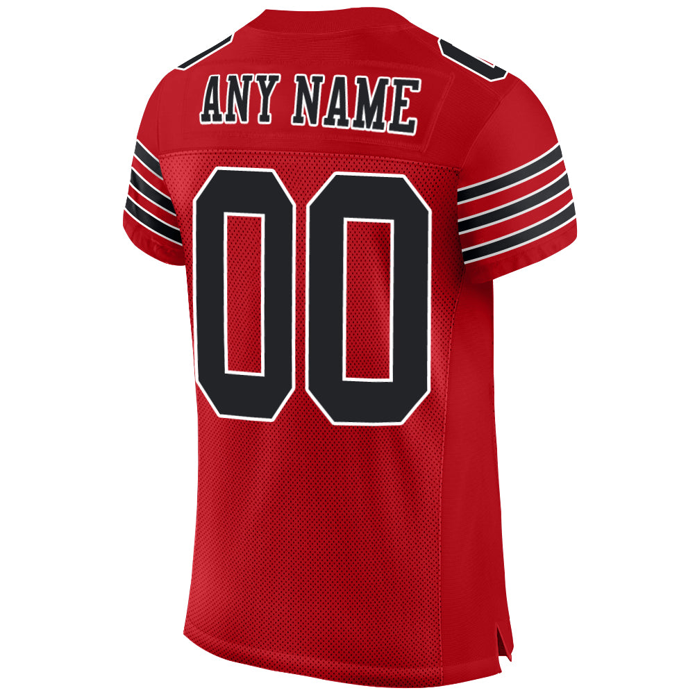 Personalized Red Black-White Mesh Authentic Football Jersey Personalized Red Black-White Mesh Authentic Football Jersey - Image 3