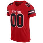 Personalized Red Black-White Mesh Authentic Football Jersey Team Custom Name and Number