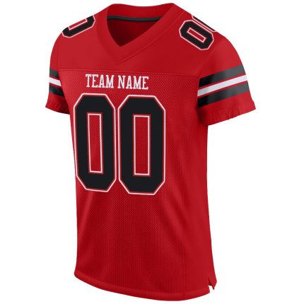 Personalized Red Black-White Mesh Authentic Football Jersey Team Custom Name and Number