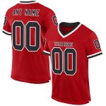 Personalized Red Black-White Mesh Authentic Throwback Football Jersey