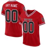 Personalized Red Black-White Mesh Authentic Throwback Football Jersey Team Custom Name and Number